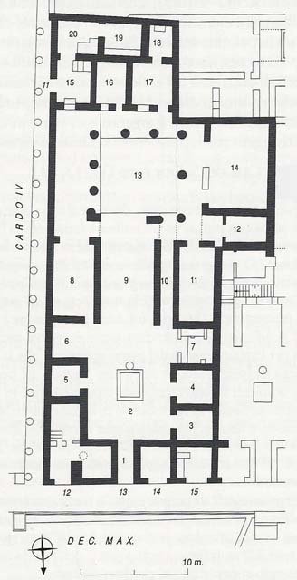 Herculaneum VI.13. Casa del Salone nero or House of the black salon or room
Plan